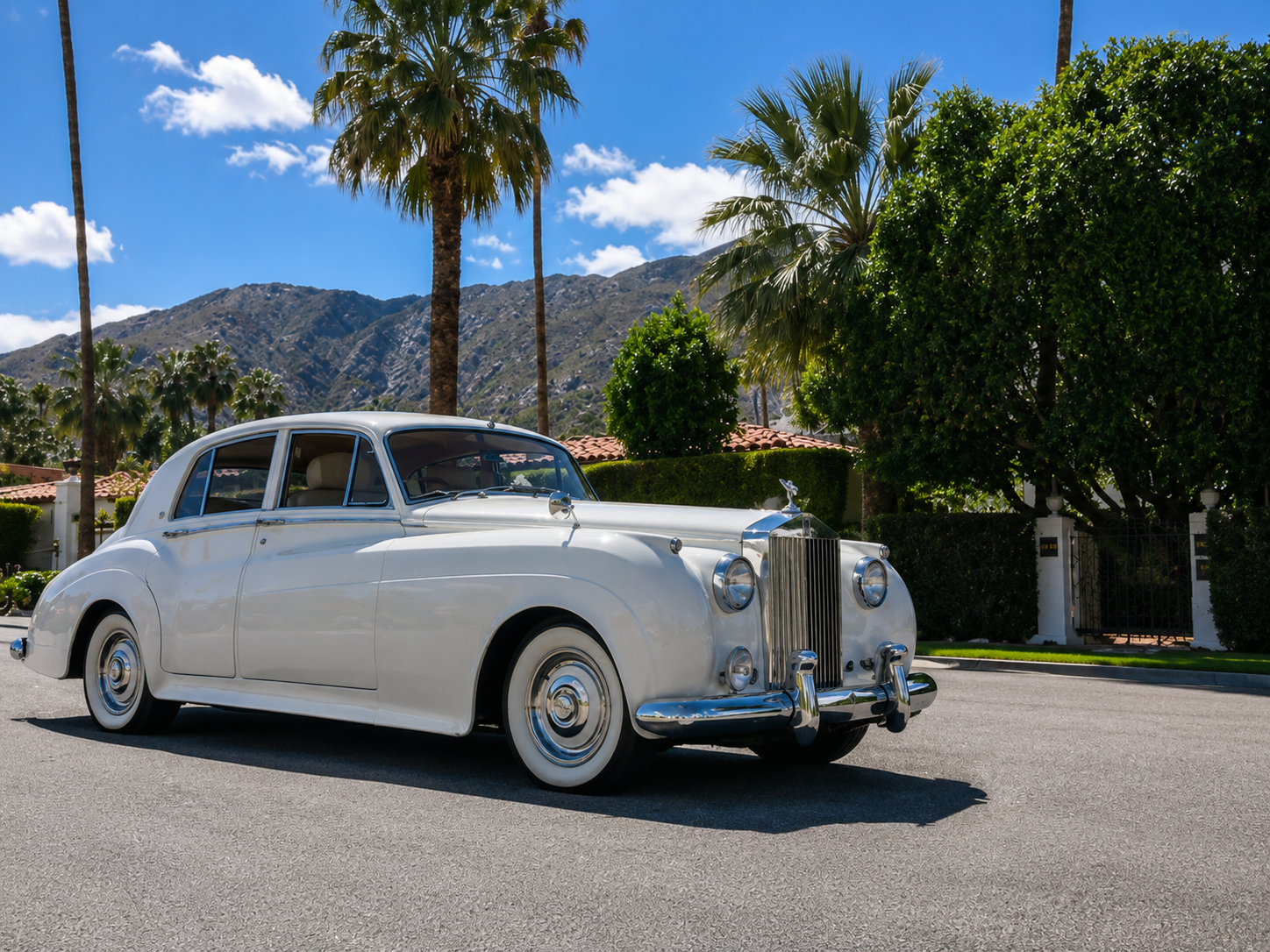 1956 white vintage Bentley sedan exterior